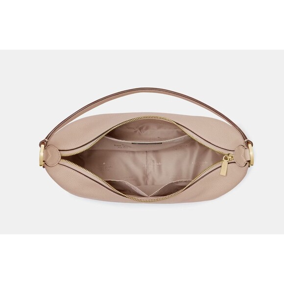 New Kate Spade Leila Hobo Shoulder Bag Pebble Leather Warm Beige - Picture 4 of 5
